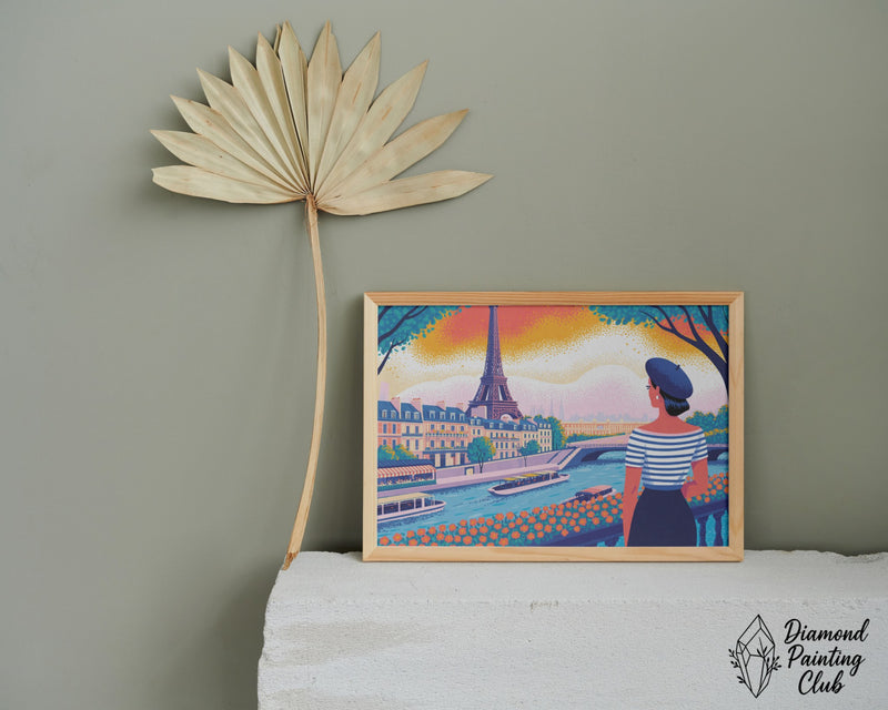 Broderie Diamant Parisienne Vue Tour Eiffel