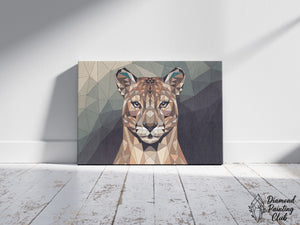 Broderie Diamant Portrait Polygonal du Puma
