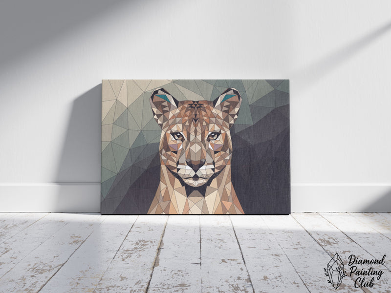 Broderie Diamant Portrait Polygonal du Puma