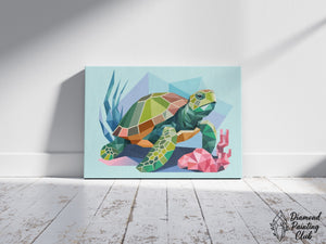 Broderie Diamant Tortue Géométrique