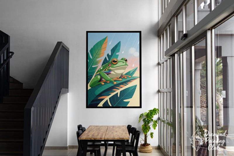 Broderie Diamant Grenouille Tropicale