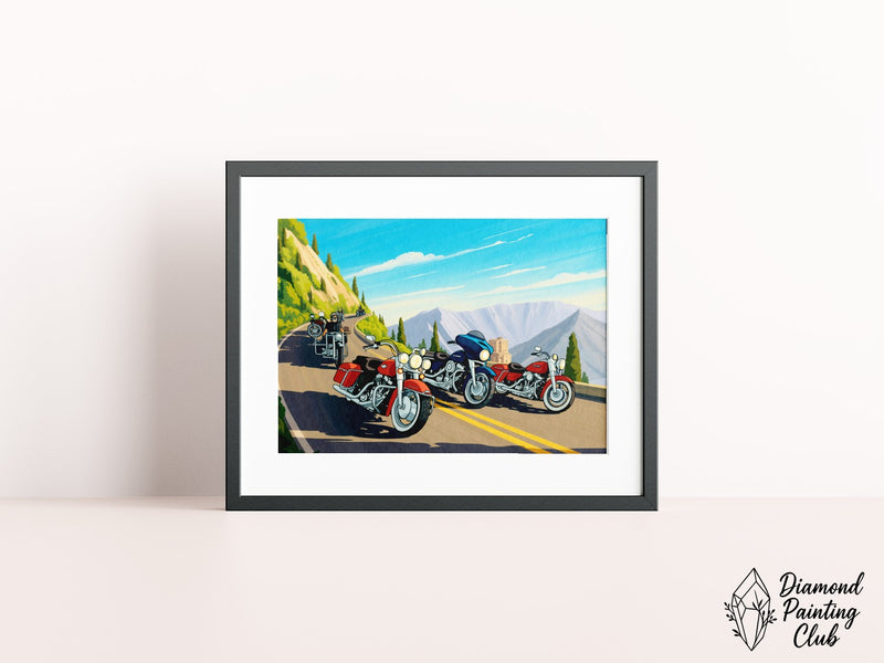 Broderie Diamant Harley Davidson Montagne