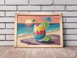 Broderie Diamant Cocktail Coucher de Soleil