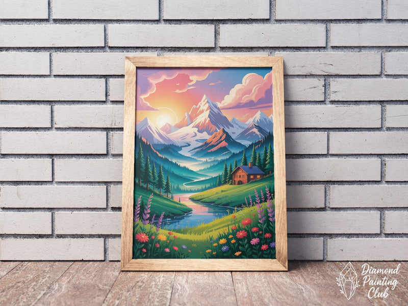 Broderie Diamant Montagnes Pastel