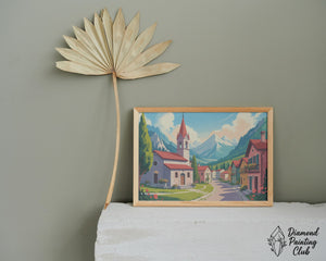 Broderie Diamant Village Montagne