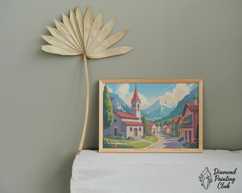 Broderie Diamant Village Montagne