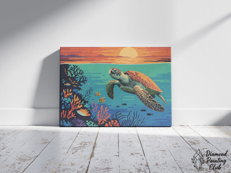 Broderie Diamant Tortue Tropicale