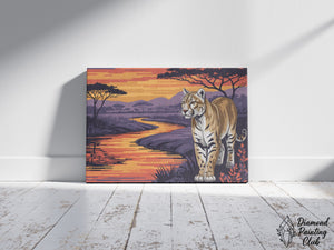 Broderie Diamant Puma au Bord de la Rivière
