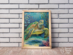 Broderie Diamant Tortue Marine Majestueuse