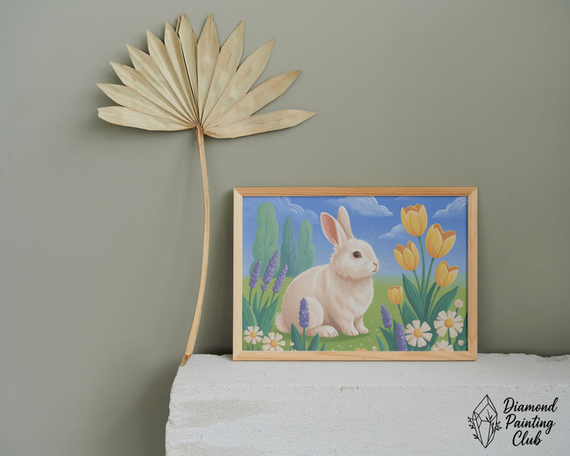 Broderie Diamant Lapin et Tulipes