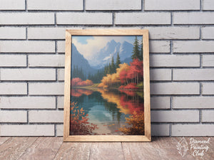 Broderie Diamant Montagne Automnale