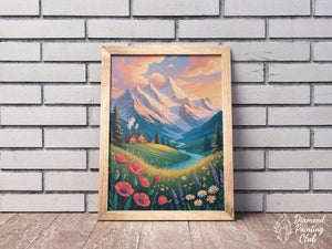 Broderie Diamant Montagne Fleurs