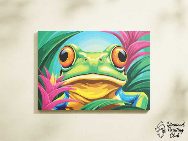 Broderie Diamant Gros Plan Grenouille