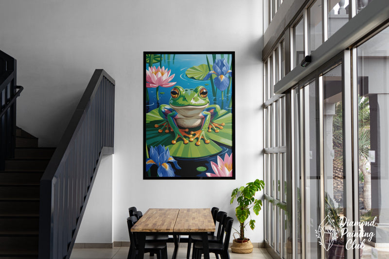 Broderie Diamant Grenouille Fleurie
