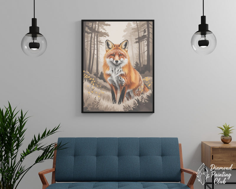 Broderie Diamant Renard Forêt