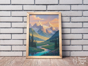 Broderie Diamant Montagne Crépuscule