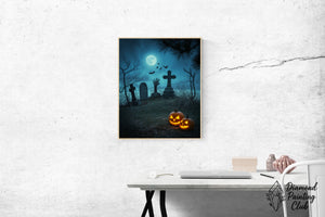 Broderie Diamant Cimetière d'Halloween