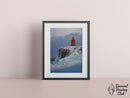 Broderie Diamant Phare Rouge sous la Neige