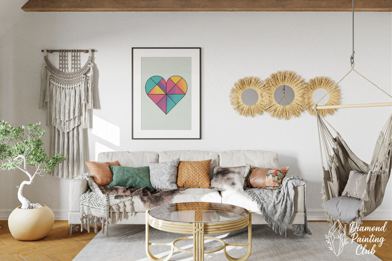 Broderie Diamant Cœur Géométrique Vibrant