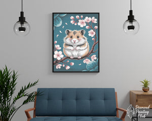 Broderie Diamant Hamster Fleurs de Cerisier