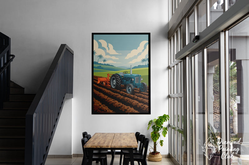 Broderie Diamant Tracteur Labourant
