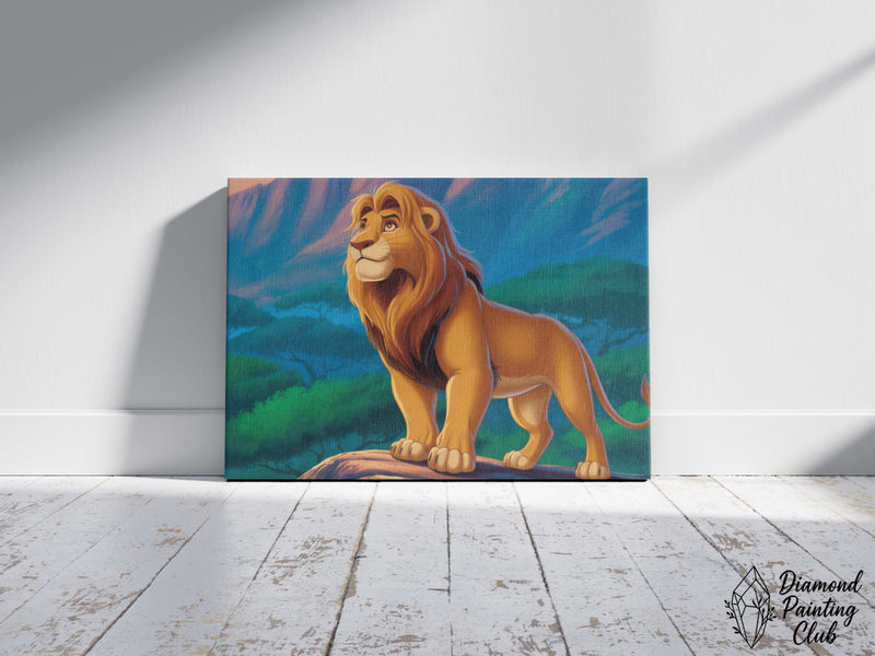 Broderie Diamant Le Lion sur le Rocher