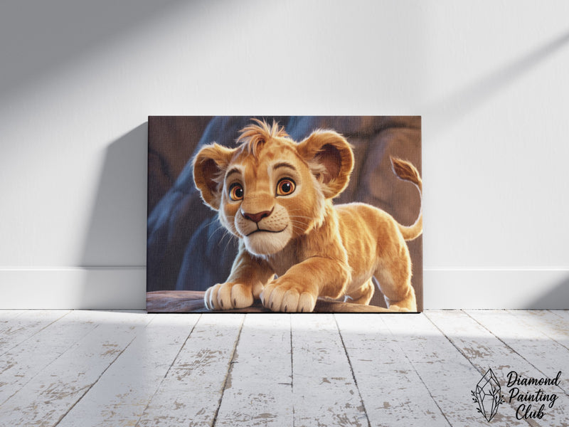 Broderie Diamant Jeune Lionceau Curieux