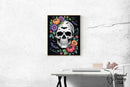 Broderie Diamant Crâne Floral d'Halloween
