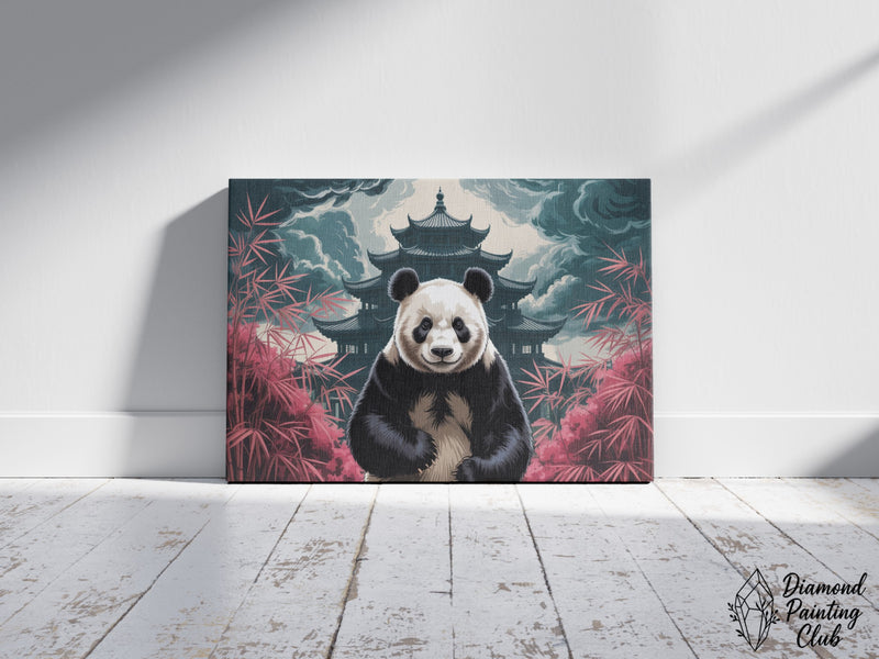 Broderie Diamant Panda Devant le Temple