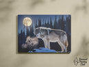 Broderie Diamant Loup sous la Pleine Lune