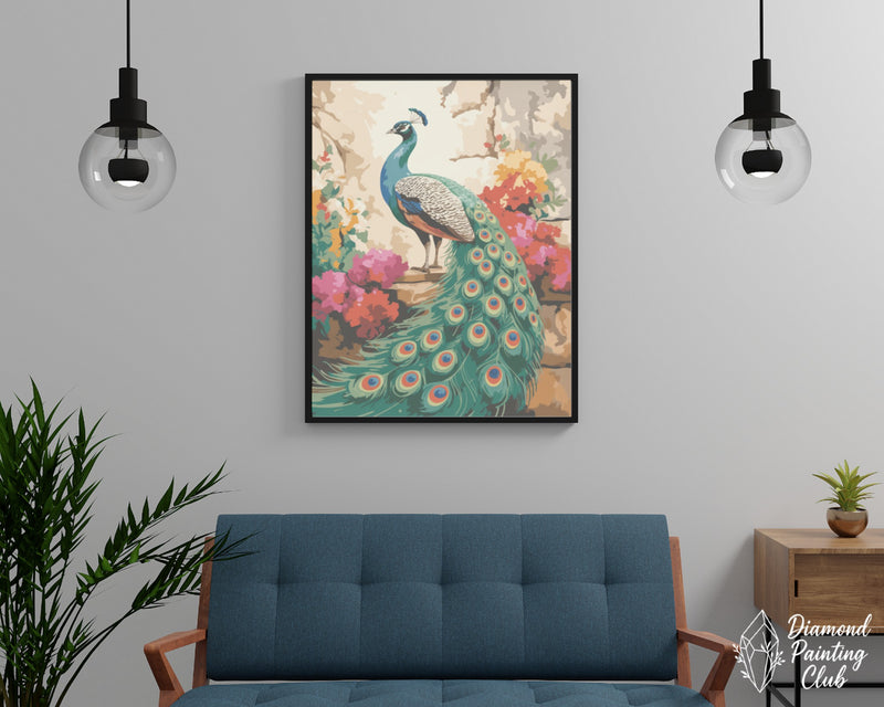 Broderie Diamant Paon Floral Vif