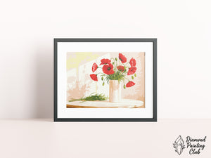 Broderie Diamant Vase de Coquelicots