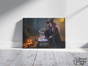 Broderie Diamant Sorcière Préparant sa Potion