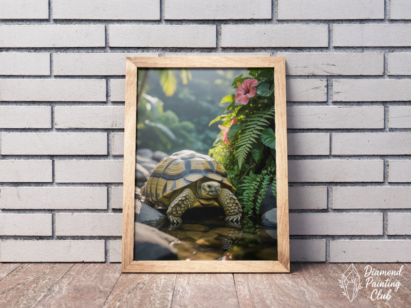 Broderie Diamant Tortue Géante Tropicale