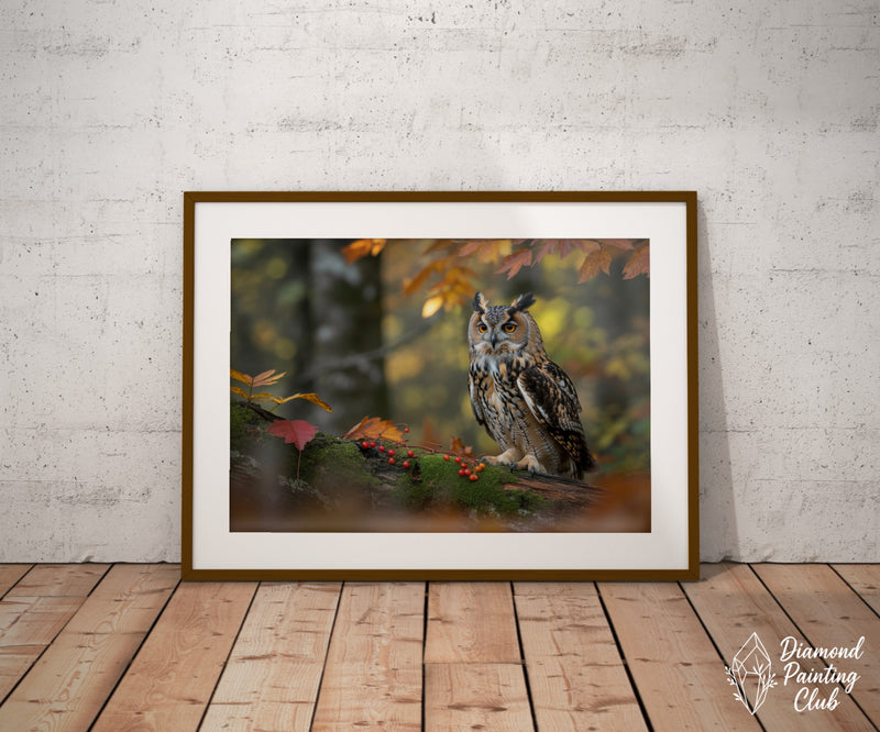 Broderie Diamant Chouette et Feuillage d'Automne