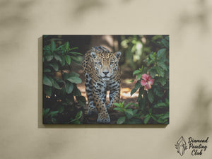 Broderie Diamant Jaguar en sous-bois