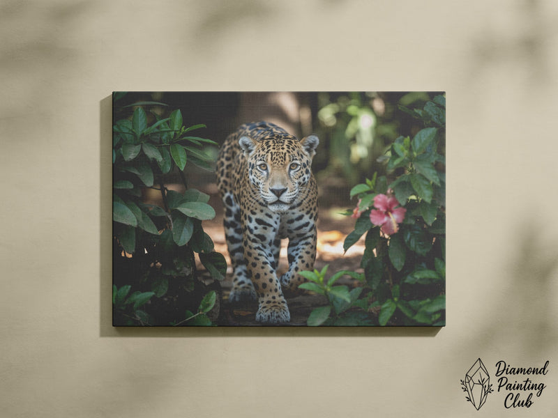 Broderie Diamant Jaguar en sous-bois