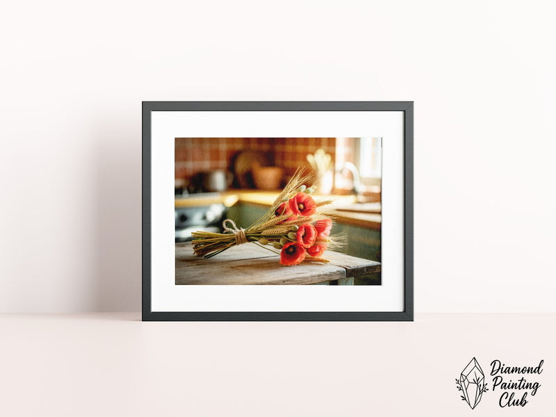 Broderie Diamant Bouquet de Coquelicots