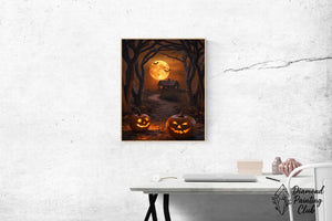 Broderie Diamant Pleine Lune d'Halloween