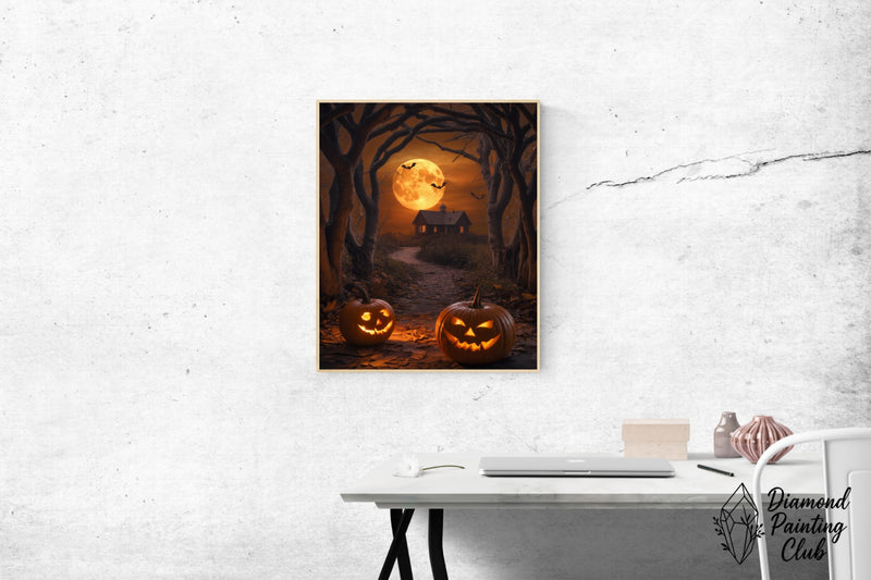 Broderie Diamant Pleine Lune d'Halloween
