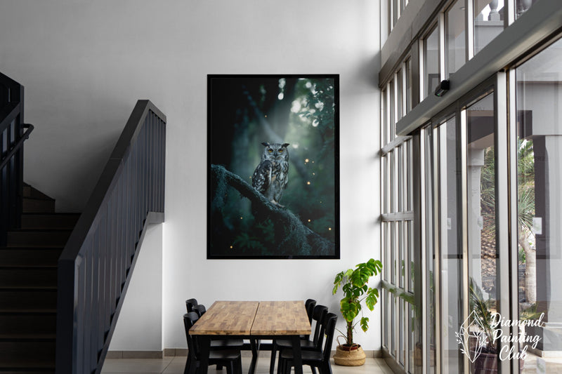 Broderie Diamant Chouette dans la Brume Féérique