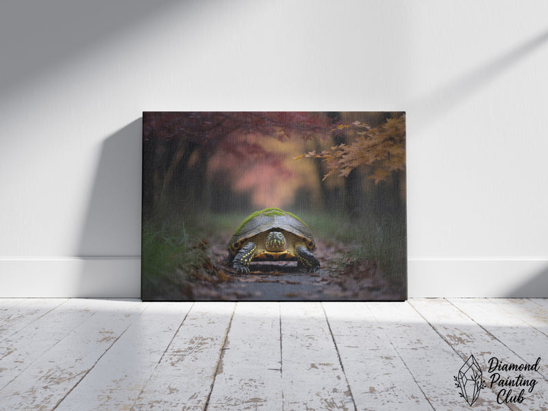 Broderie Diamant Tortue dans la Forêt d'Automne