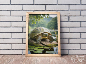 Broderie Diamant Tortue de l'Étang