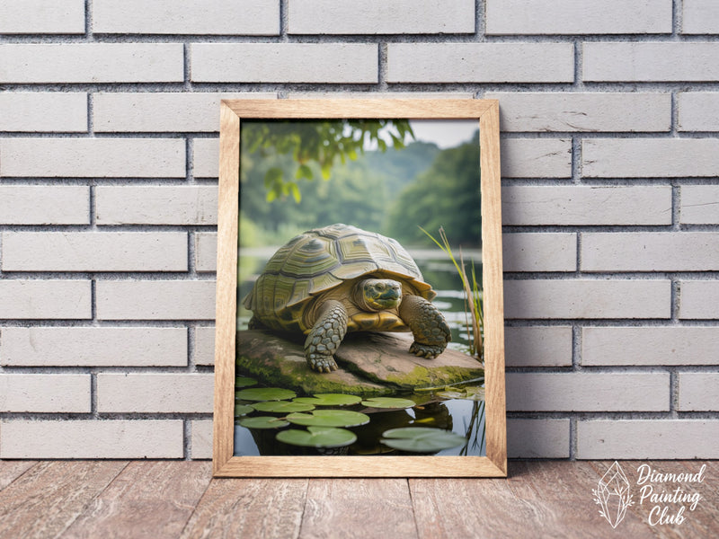 Broderie Diamant Tortue de l'Étang