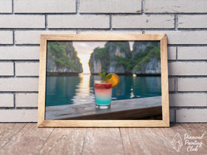 Broderie Diamant Cocktail Baie Tropicale