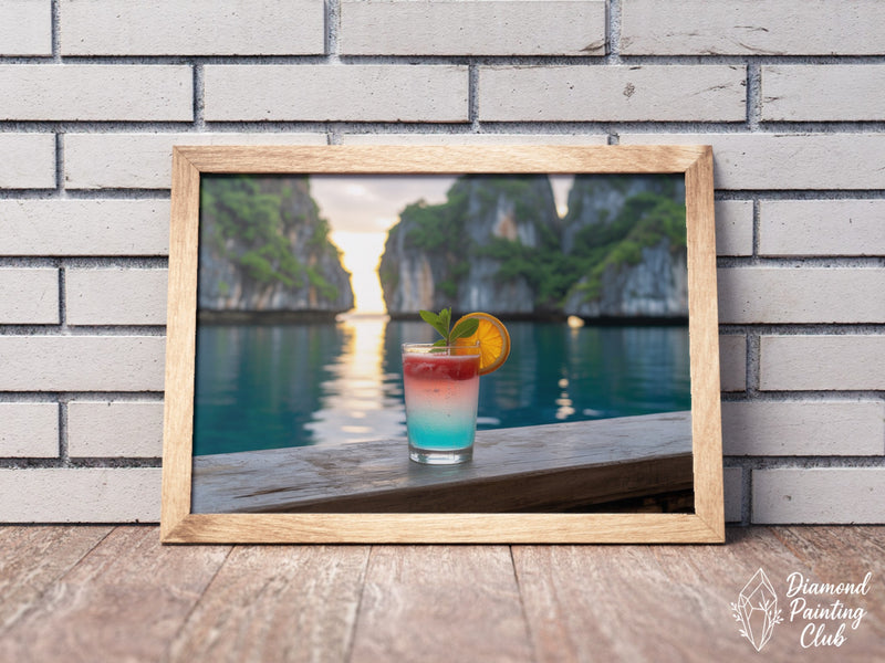 Broderie Diamant Cocktail Baie Tropicale