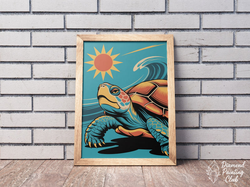 Broderie Diamant Tortue Vague Soleil