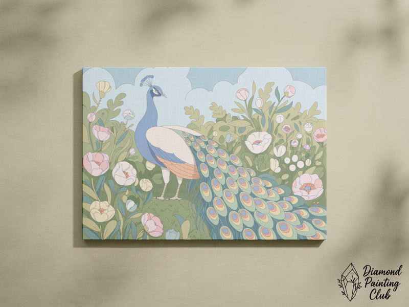 Broderie Diamant Paon Pastel