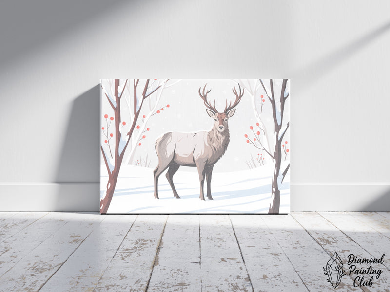 Broderie Diamant Cerf Hivernal