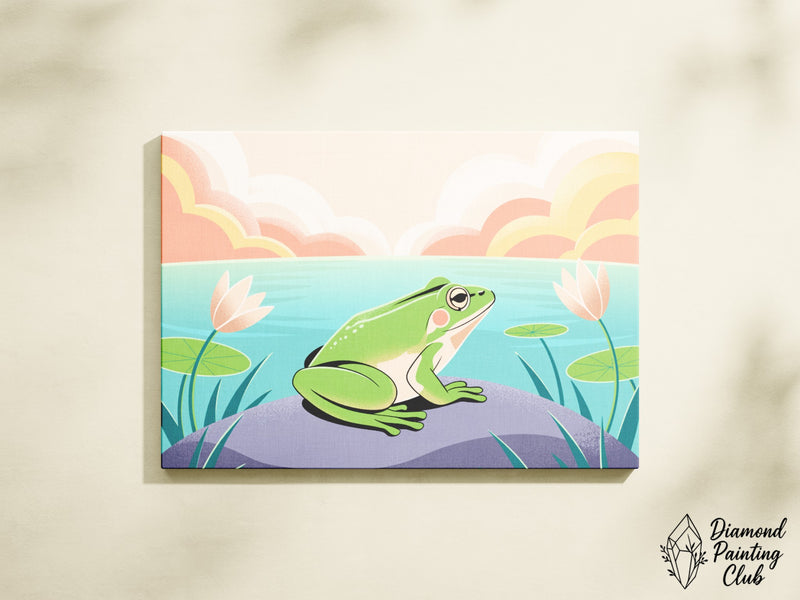 Broderie Diamant Grenouille de l'Aube Paisible